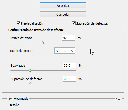 ventana opciones de estabilizador de imagen